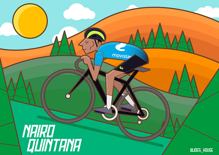 Nairo quintana ilustration ilustrator Cycling movistar team colombia france vector
