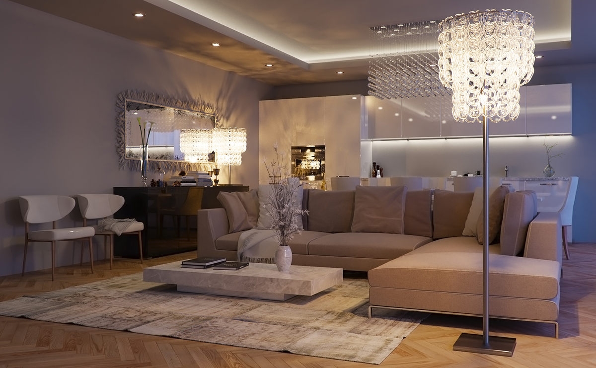 livign room luxurious White visualization minimal bright