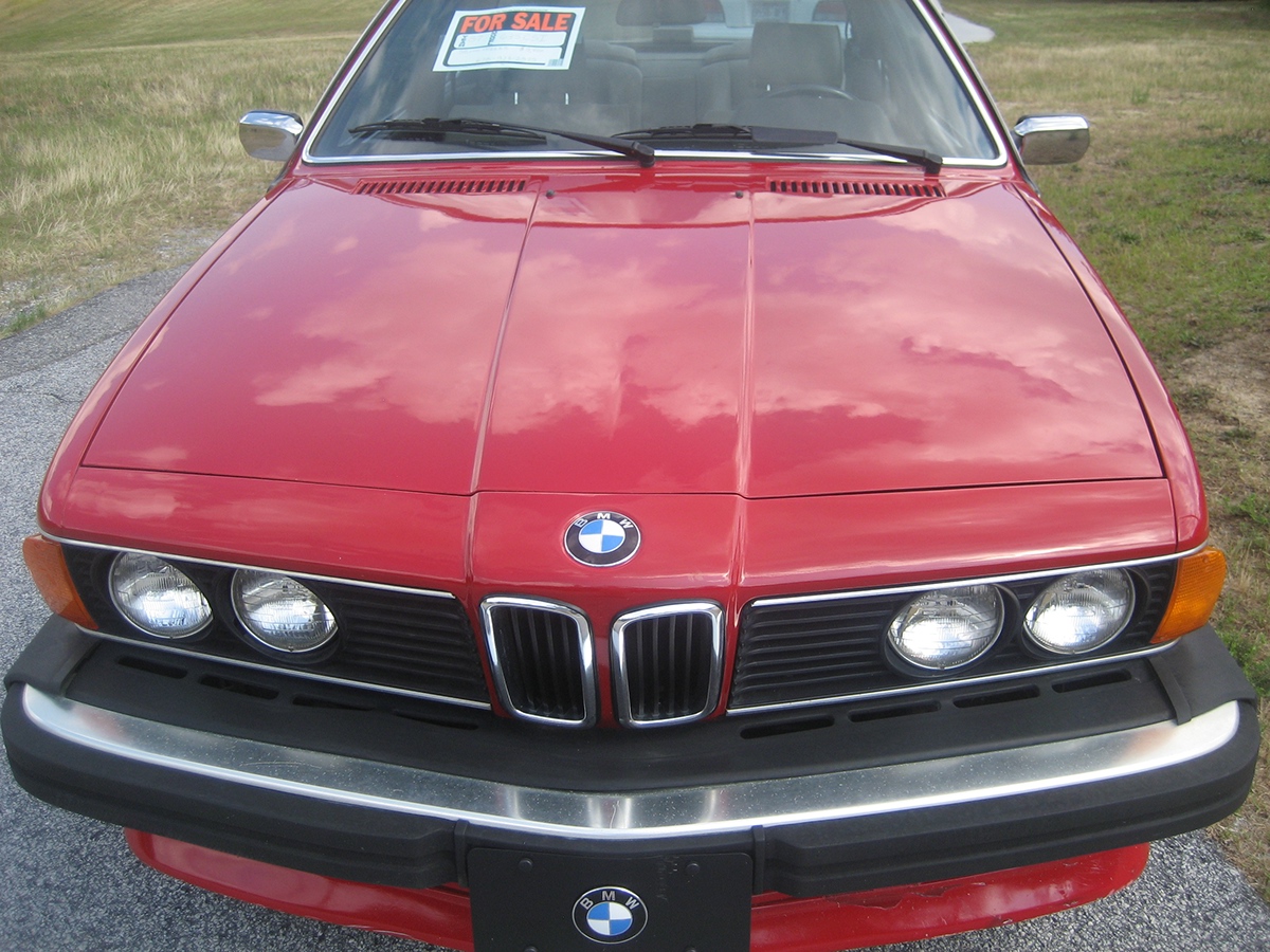 BMW 6 series 635 CSi red bumper headlights hood emblem reflections twin kidneys grill Air Intake