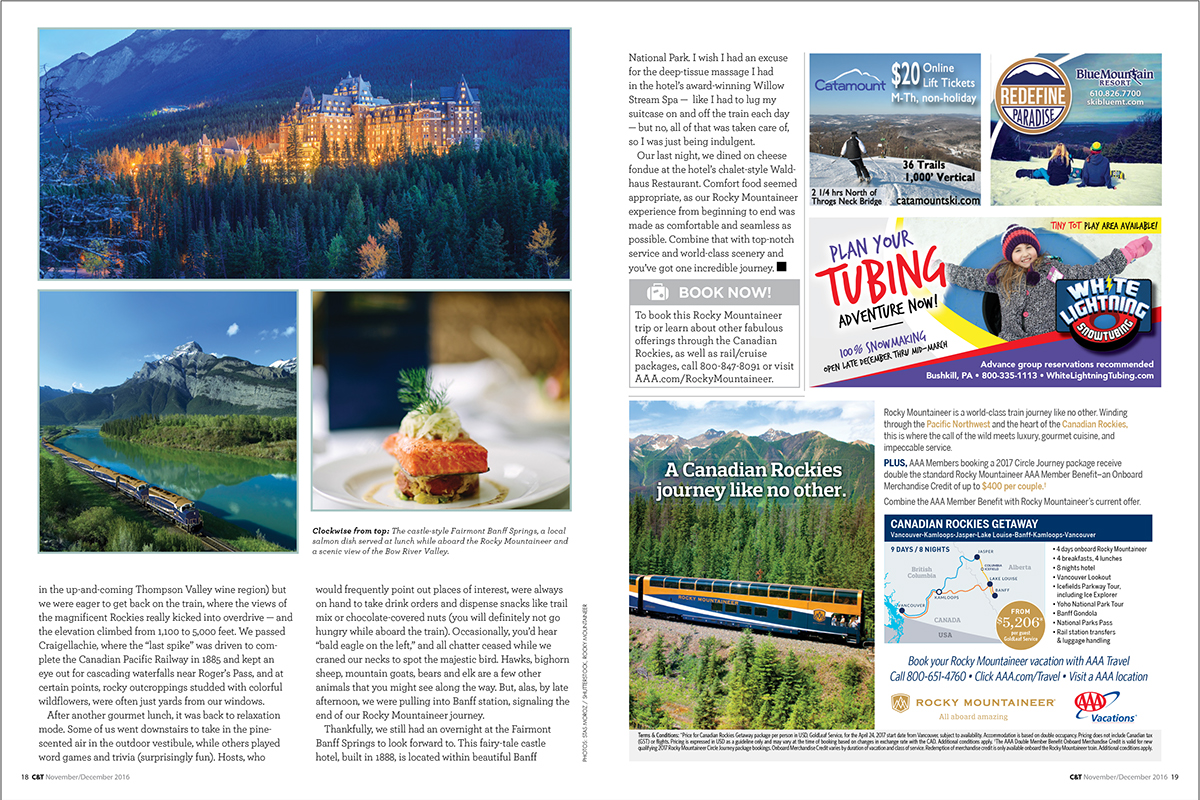 Travel magazine editorial Canada magazine spread