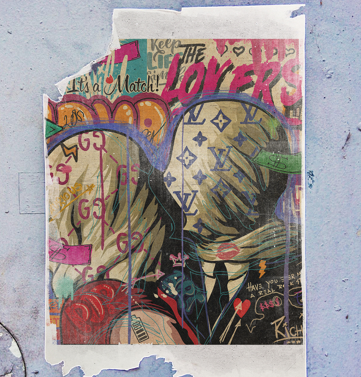Basquiat Digital Drawing Graffiti gucci Pop Art rene magritte Street Art  surrealism surrealist The Lovers