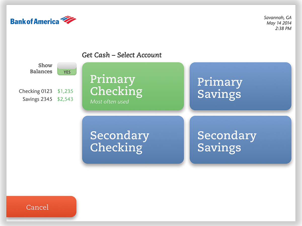 ATM Bank of America redesign interface design
