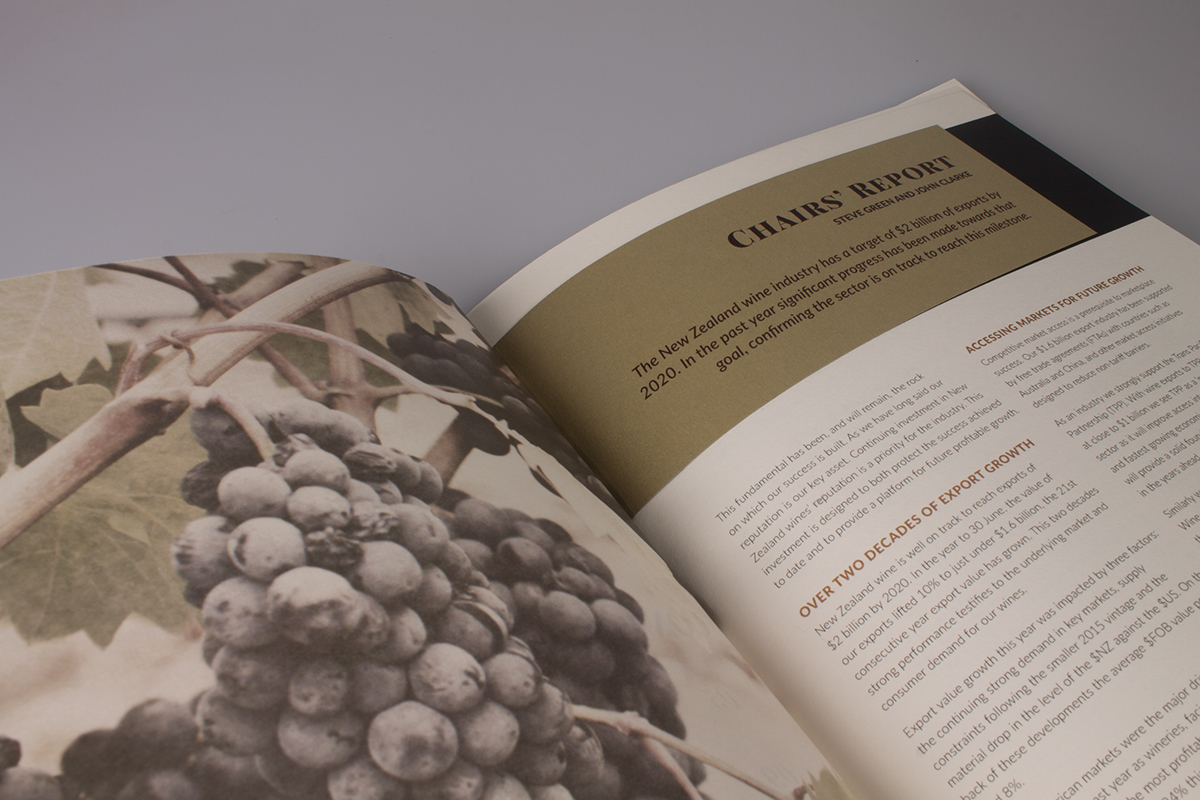 annual report New Zealand wine growers graphic design  typography  