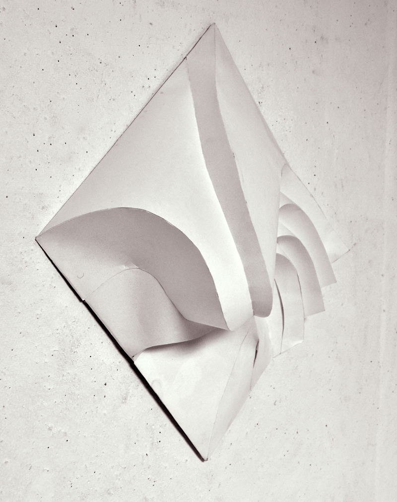 wall relief paper White curve geometric Bristol Volume volumetric organic swirl wave study sculpture 3D