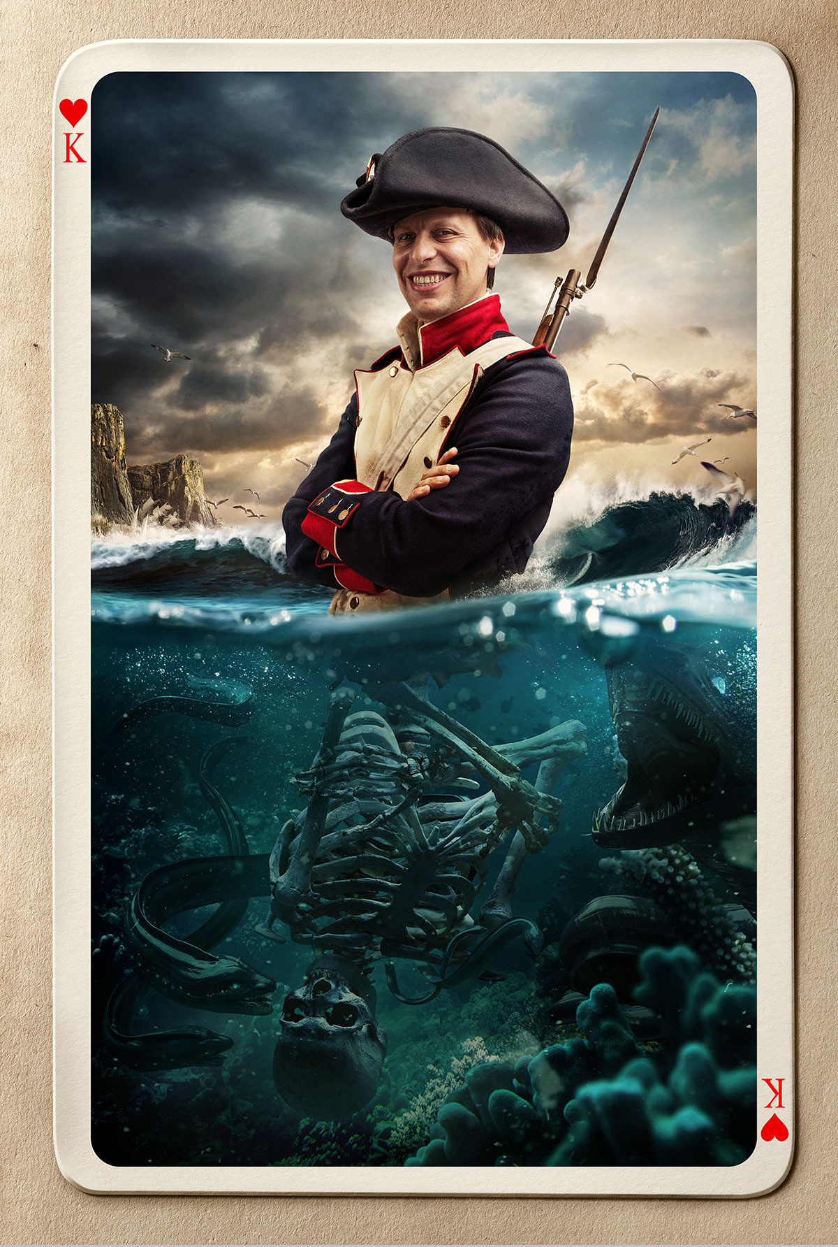 photoshop photomanipulation postproduction portraits contrejour skull pirates octopus Flowers butterflies birds monster fishes playcard CGI