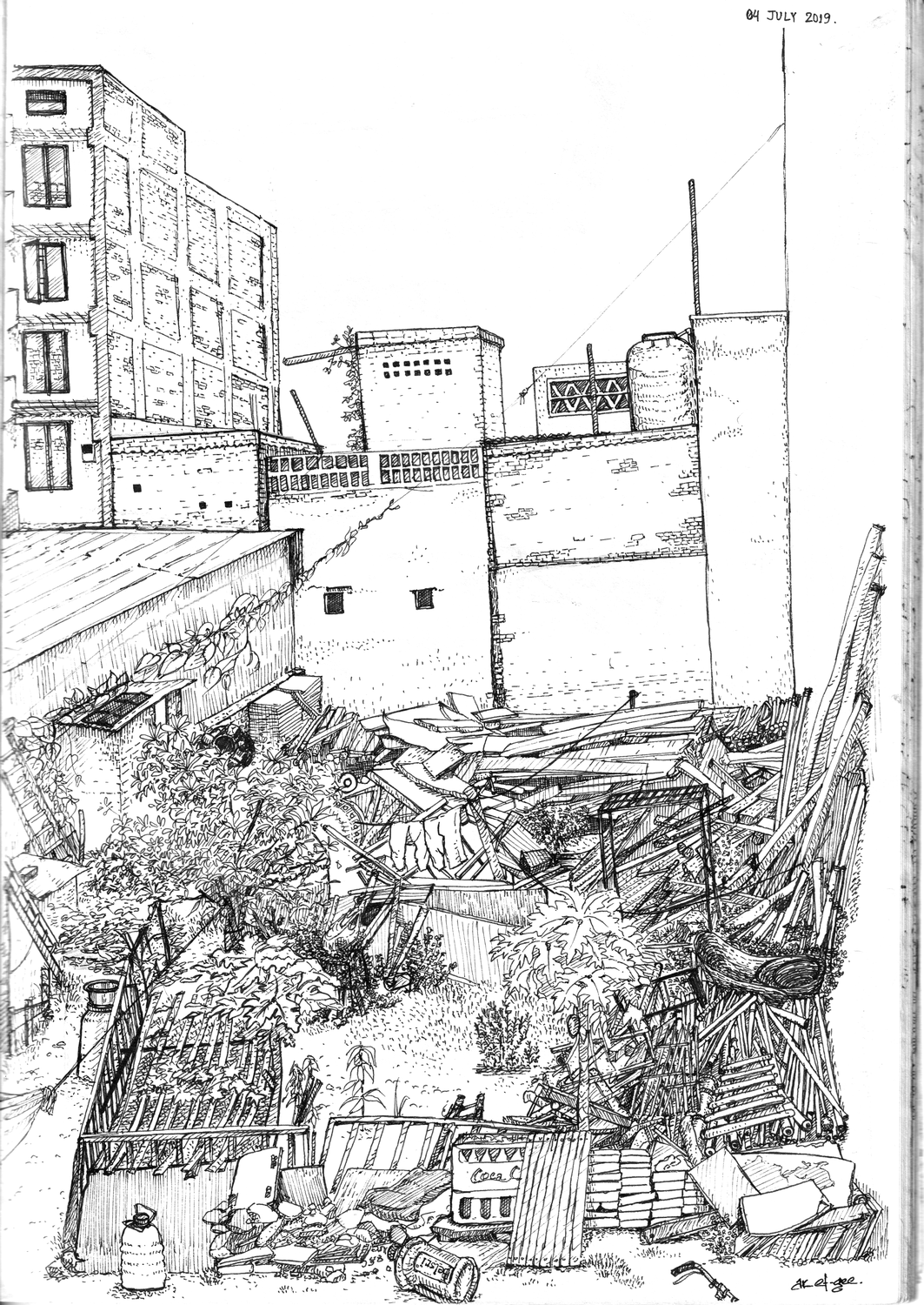 pen and ink sketchbook #drawing #analog   #urban   #Line Art  #hatching #traditionalart Perspective