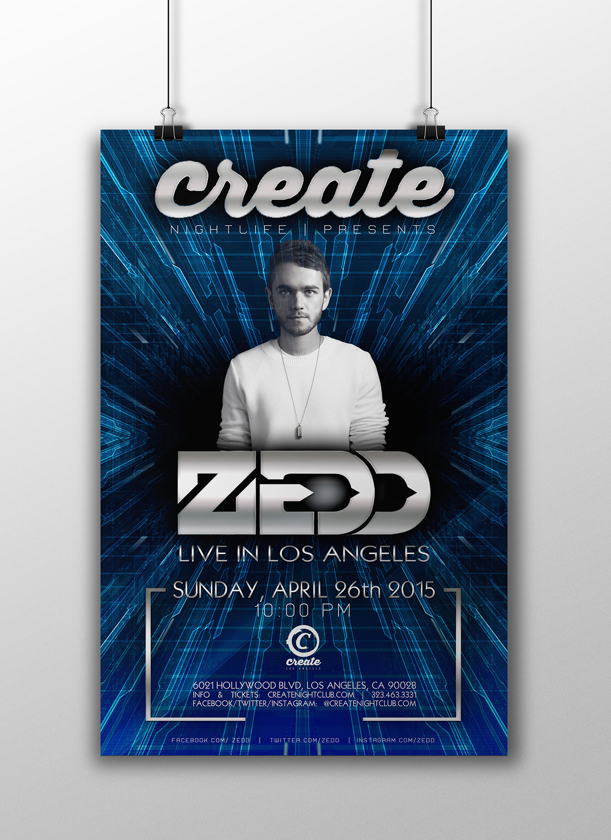 ZEDD poster photoshop publicity concert dj edm Mockup graphic design Promotion