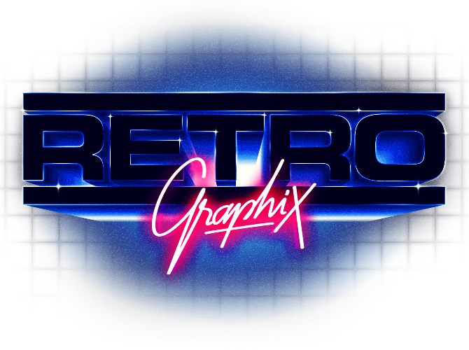 logo design retrofuturistic 80s 1980s vintage arcade vhs Space  chrome noise videogame Synthwave Italy italodisco