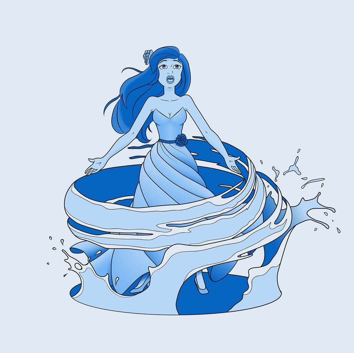 tshirt t-shirt Threadless Euterpe muse greek song opera Singer broadway blue halftone female woman lovely