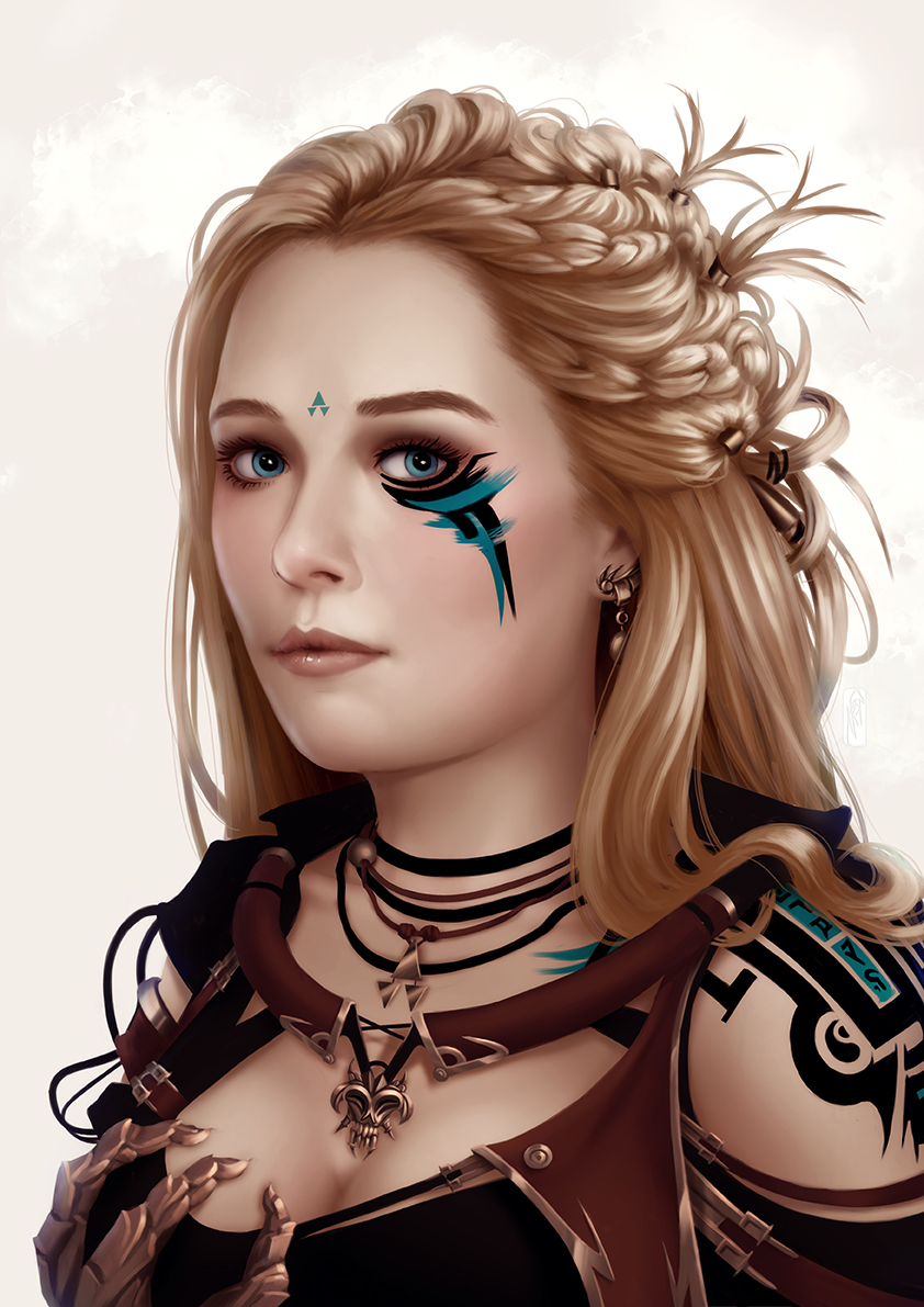 girl warrior blonde Character portrait
