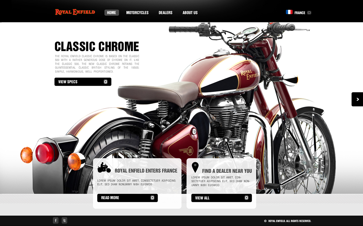 royal enfield  Website design motorcycle