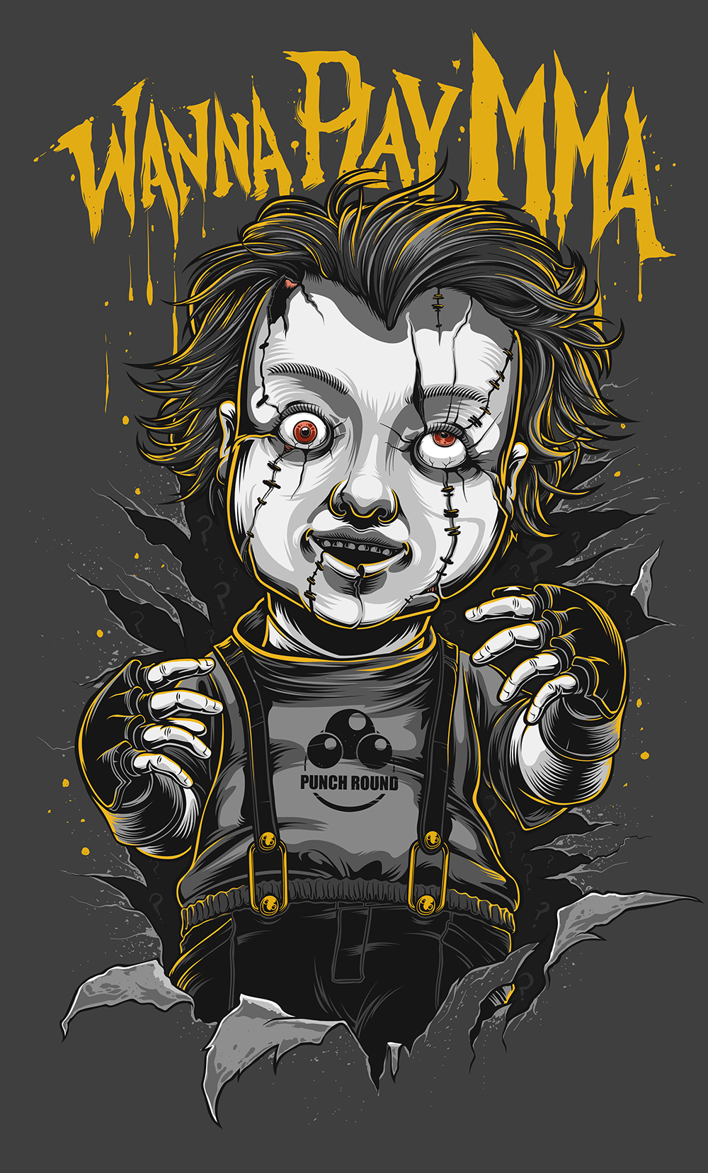 blackout Blackoutbrother dark art dark chucky Scary doll Illustrator vector horror MMA Fighter muay thai