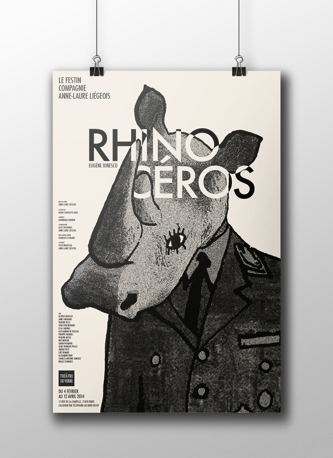 graphic design Rhinoceros penninghen esag ionesco Theatre affiche esag penninghen