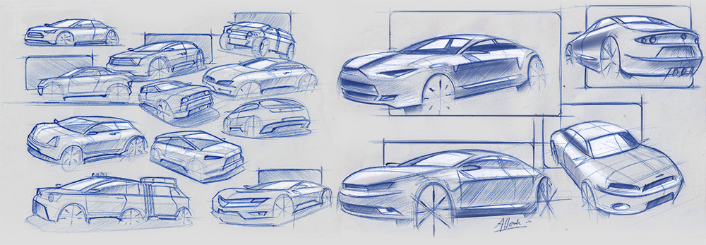 car Vehicle rendering wacom sketch