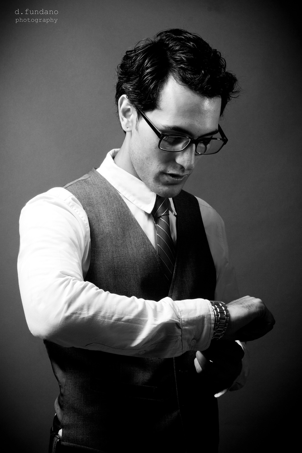 male model suit vest tie high fashion classy black and white b&w
