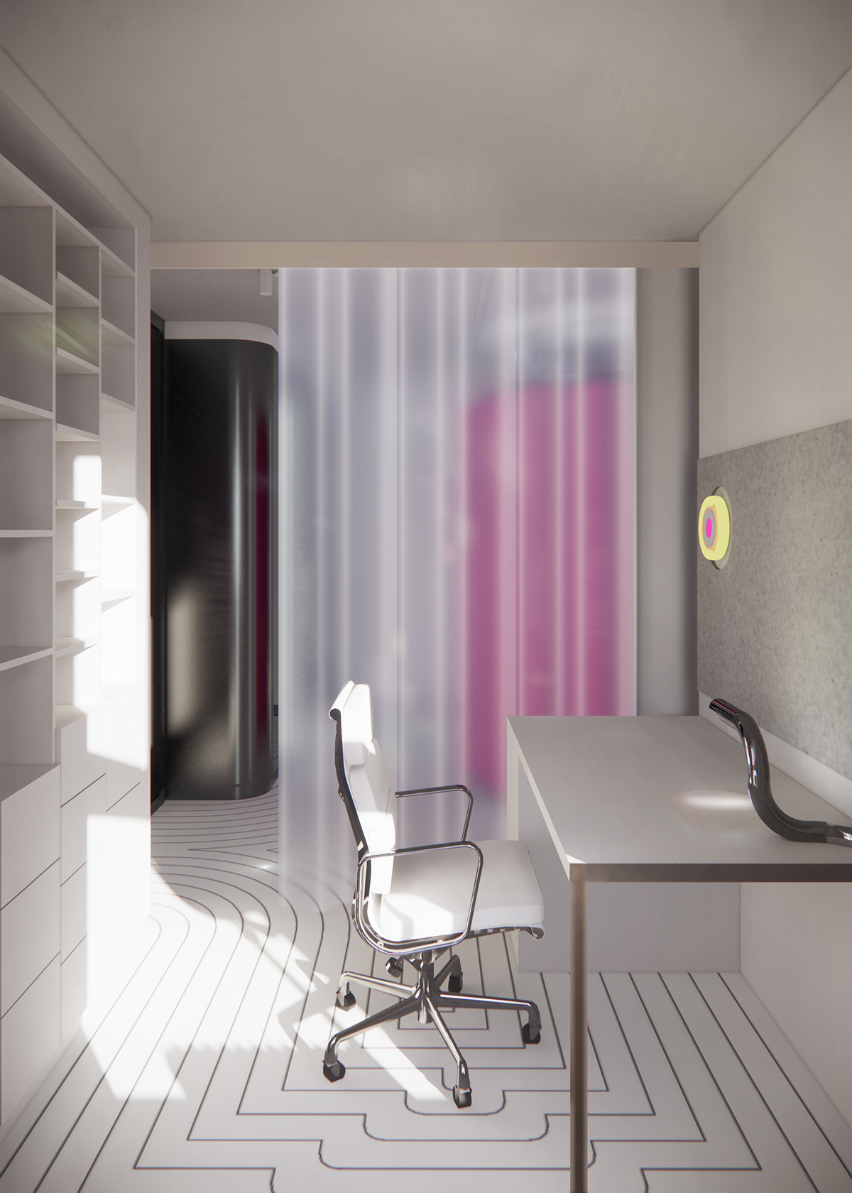 Interior curtain closet interior design  modern graphical neon flat elegant design