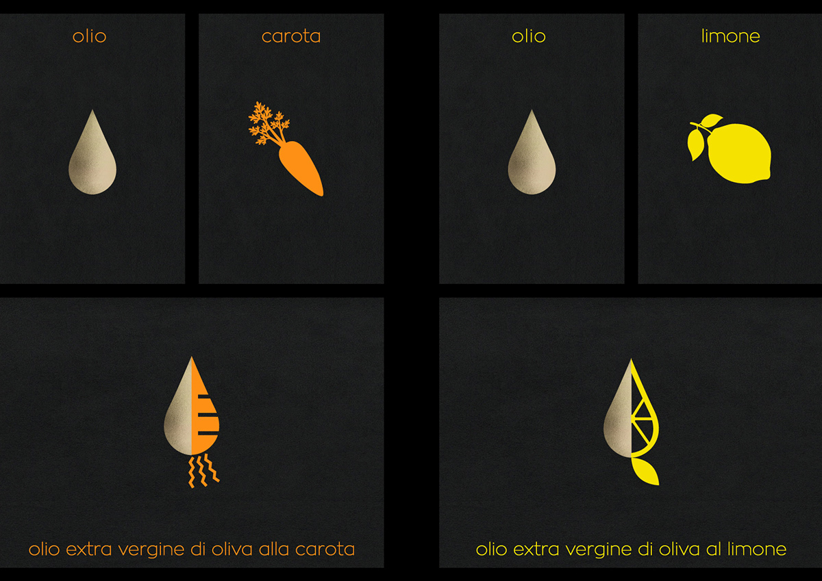 Olive Oil Packaging Label vegetables fruits drop gold chiodi bottle