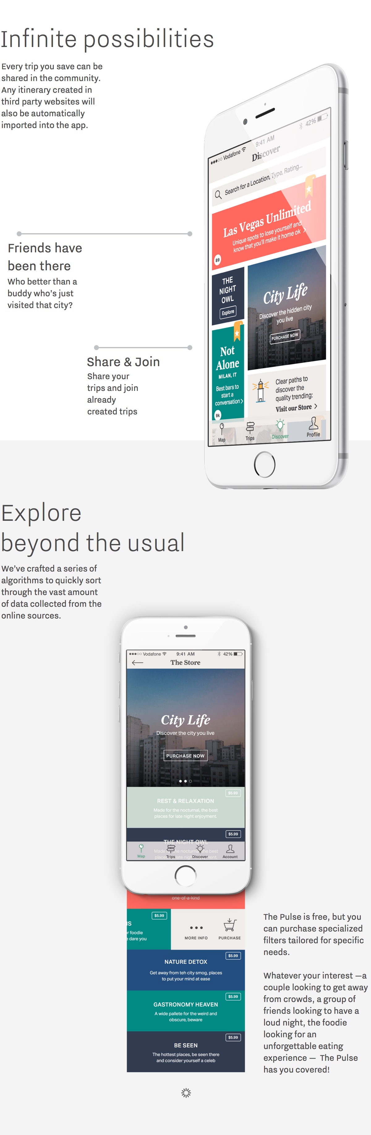 app type Interface ux UI GUI touch grid interaction Travel minimalist clean shop Guide mobile