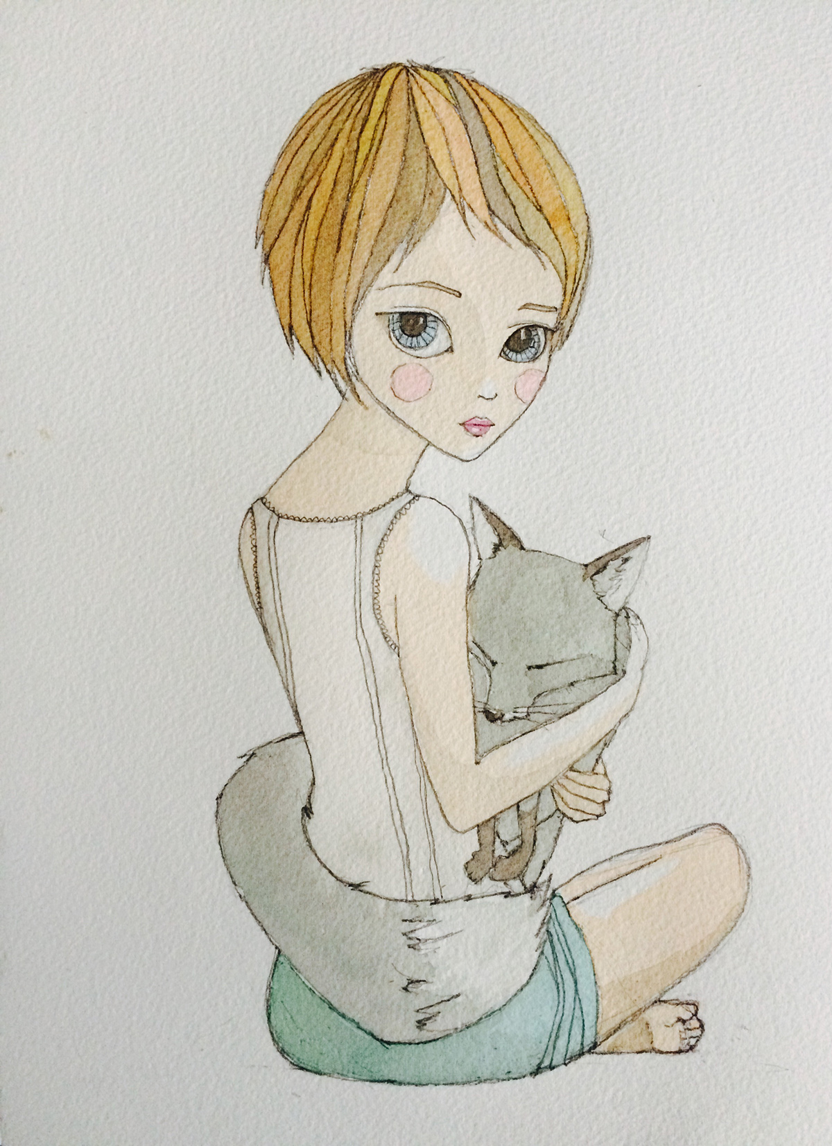 portrait caricature   girl silver fox