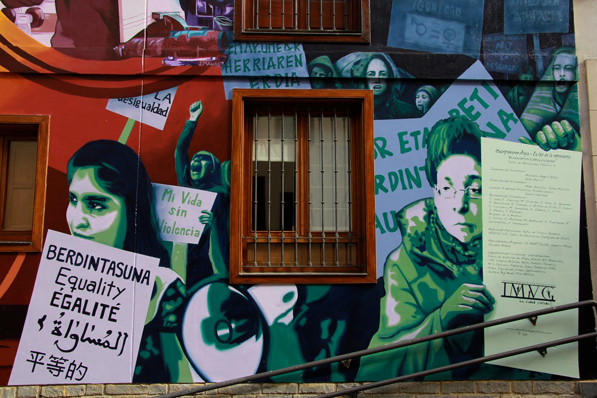 Mural MURALISMO IMVG Vitoria vitoria-Gasteiz gasteiz euskadi basque country arte urbano itxaropenaren argia igualdad mujer berdintasuna equality égalité