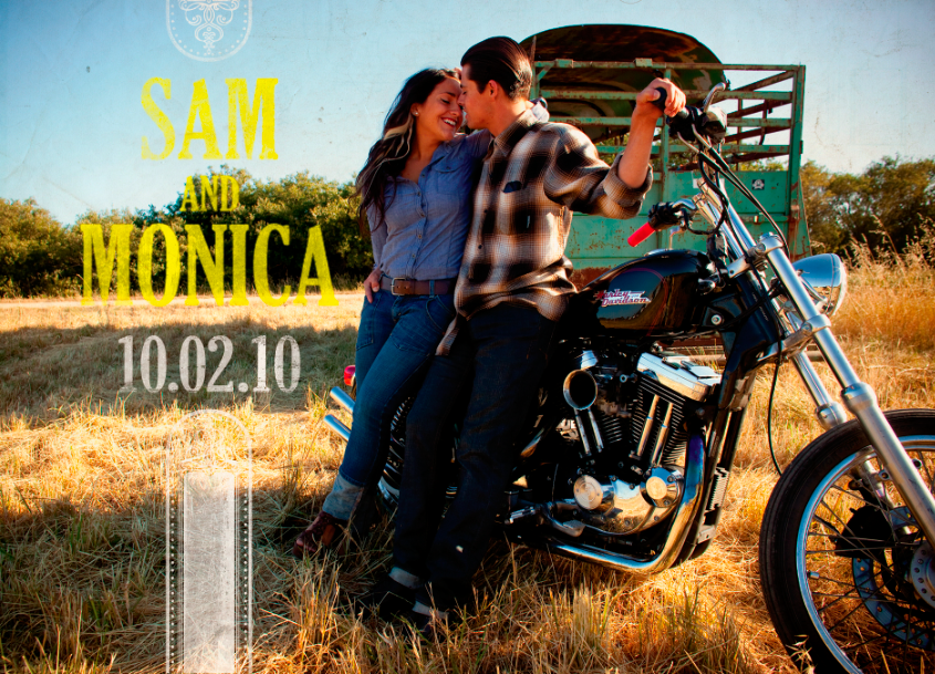 wedding save the date invite post card motorcycle los muertos day of the dead