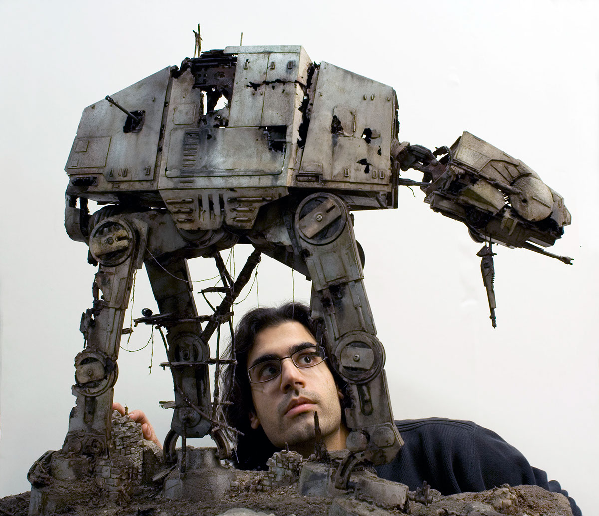 star wars model sci-fi AT-AT Diorama 3D Starwars derelict wrecked abandoned may 4th force refuge weathering
