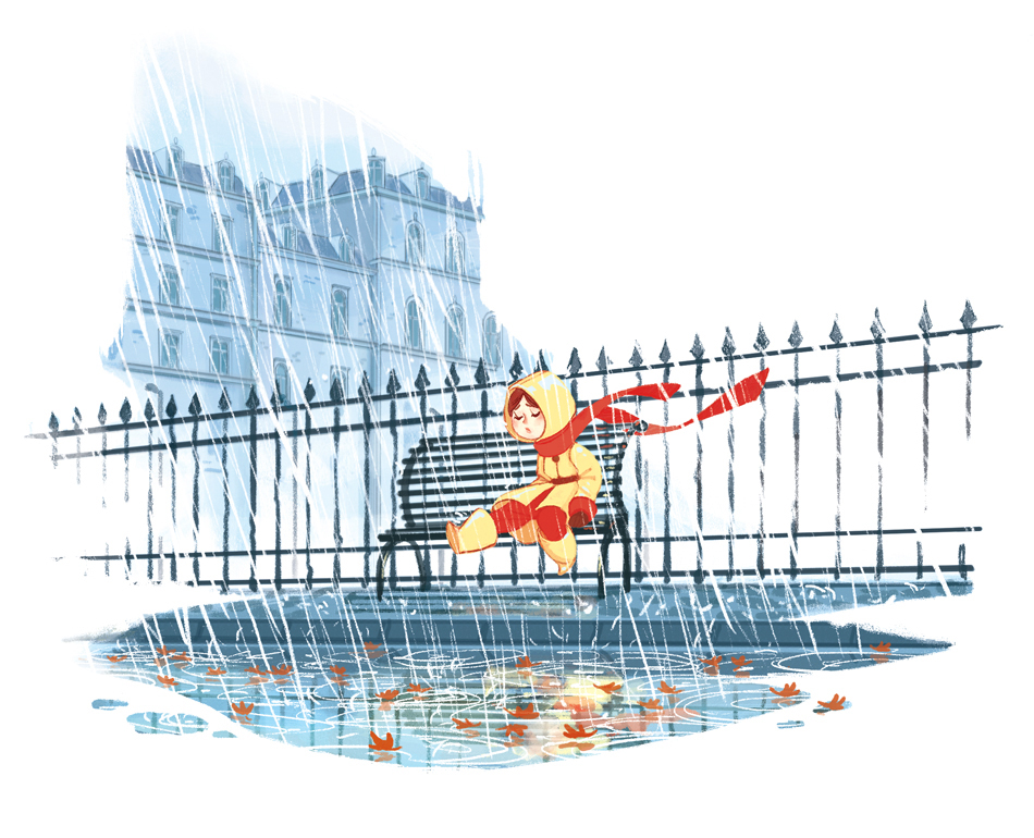Alex Wilson art children's illustration Rosie's Rainy Day concept