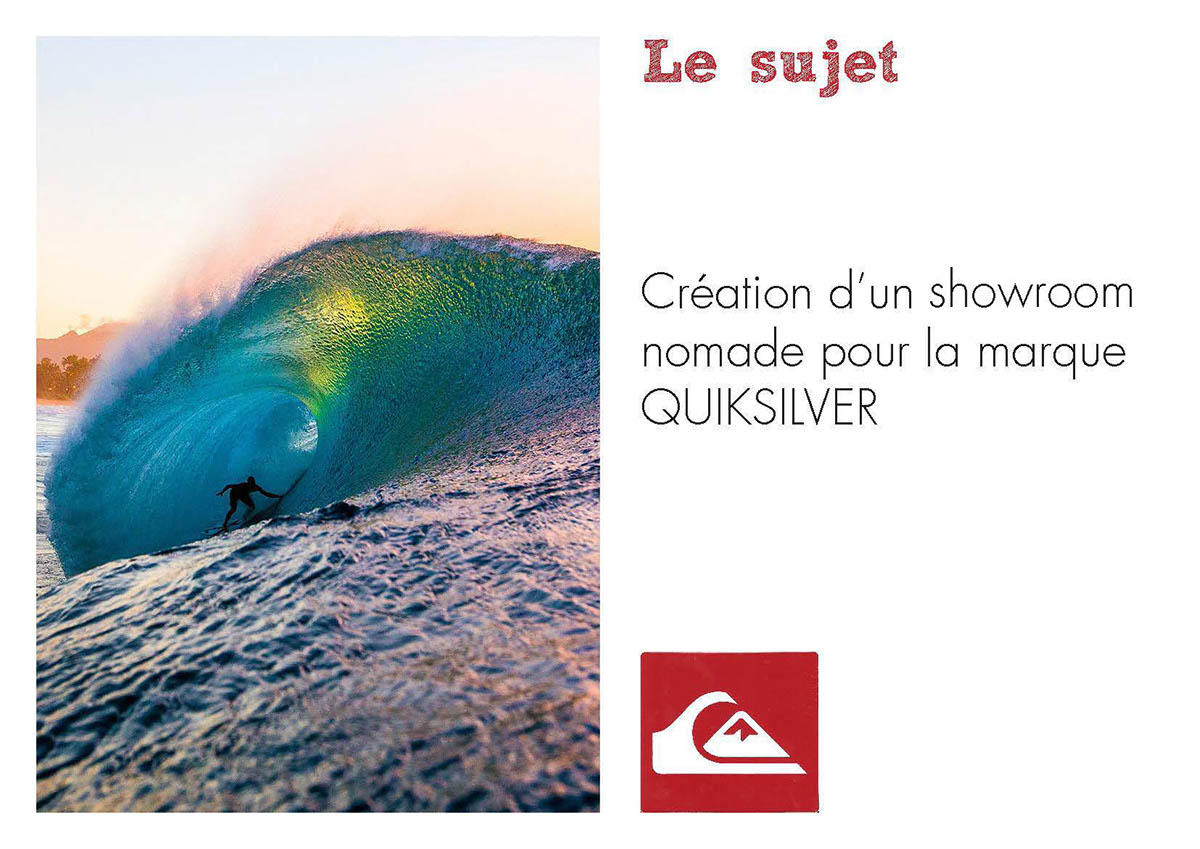 showroom Quiksilver bois acier exposition verre contemporain Surf Promotion design
