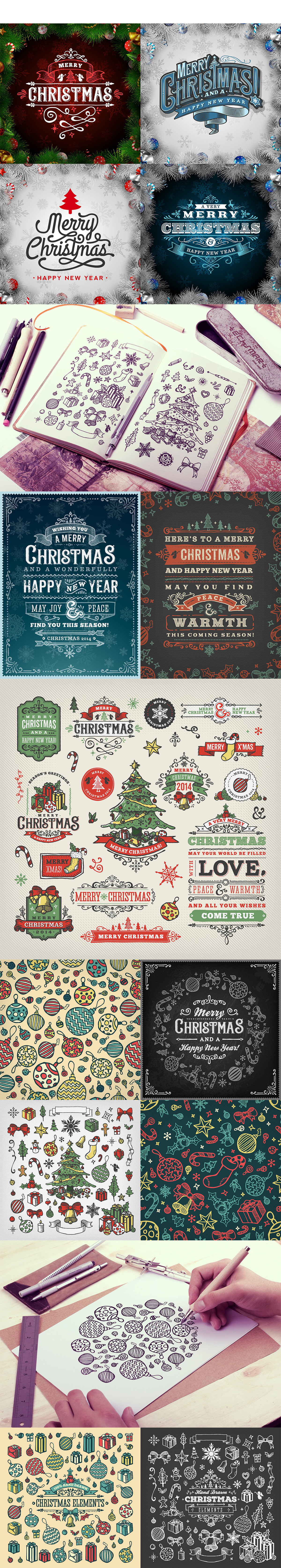 vector stock istock hand drawn Label banner hand crafted royalty free Design Element Christmas blackboard stock illustration doodle vintage Retro