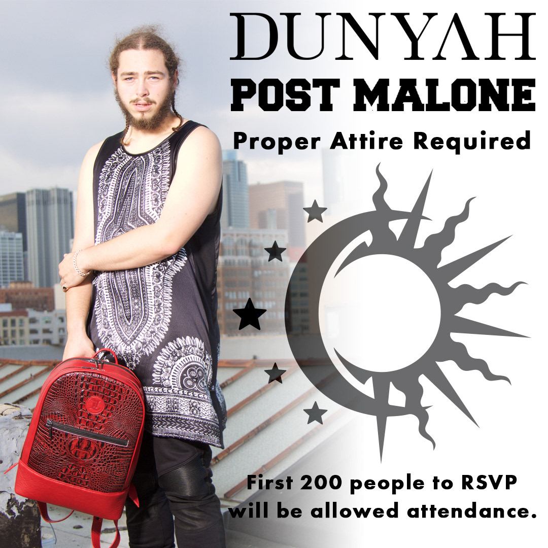 Dunyah Post Malone fashion show Private fashion show media event pr music runway mens fashion graphic design 