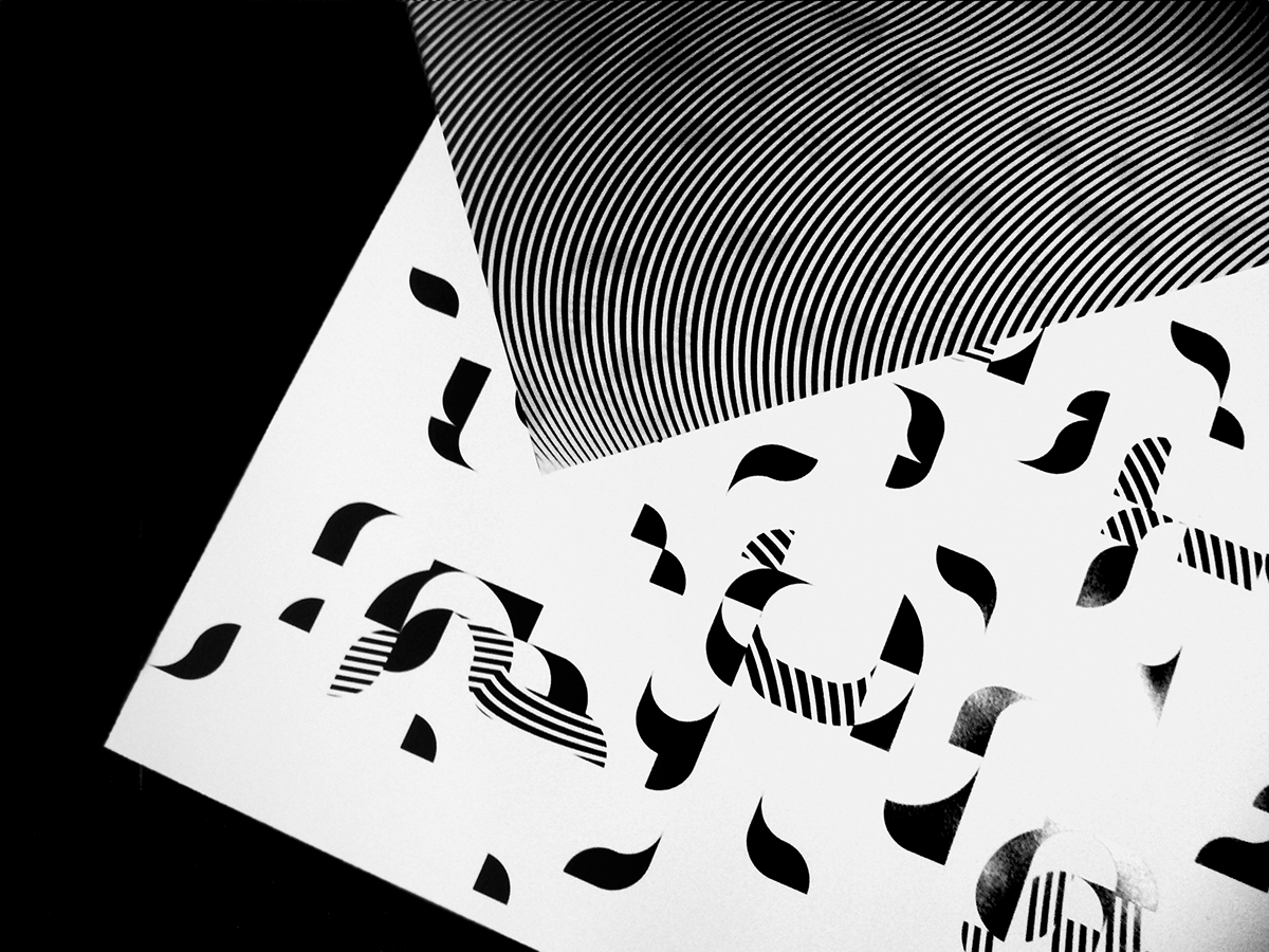 line moire interference black White poster motion kinetic hallucination