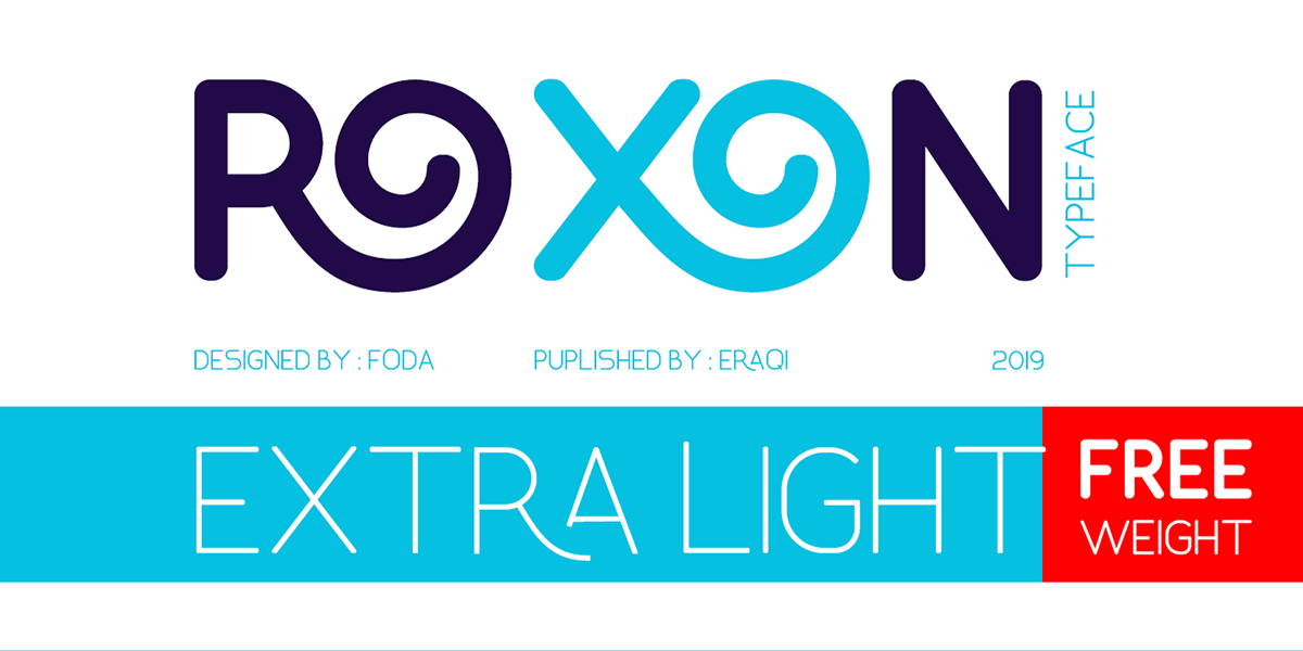 roxon Free font Typeface cyan