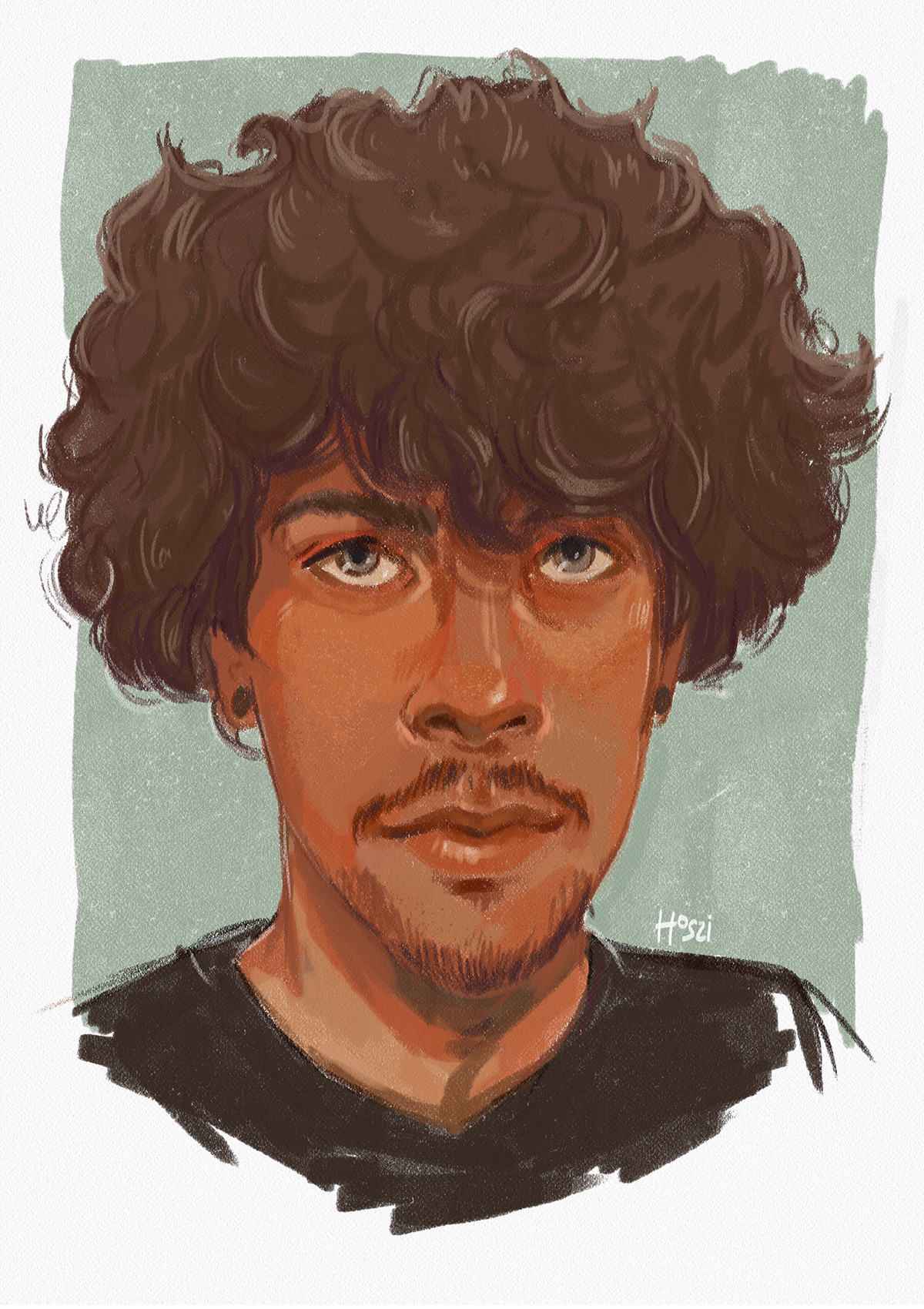 portrait Drawing  challenge digital portrait Hendrix boy afro hair