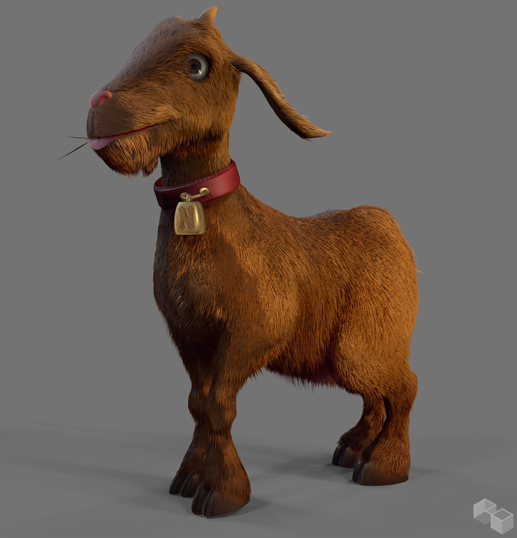 3D Zbrush Maya goat Character model Tree  scenery