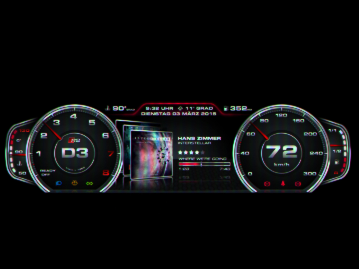 Audi digital speedometer car interface tacho R8 interface design Interface car automotiv design  mmi hmi