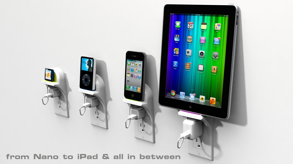 Kickstarter charger iphone apple iPad ipod nano outlet dock xwalldock wall dock