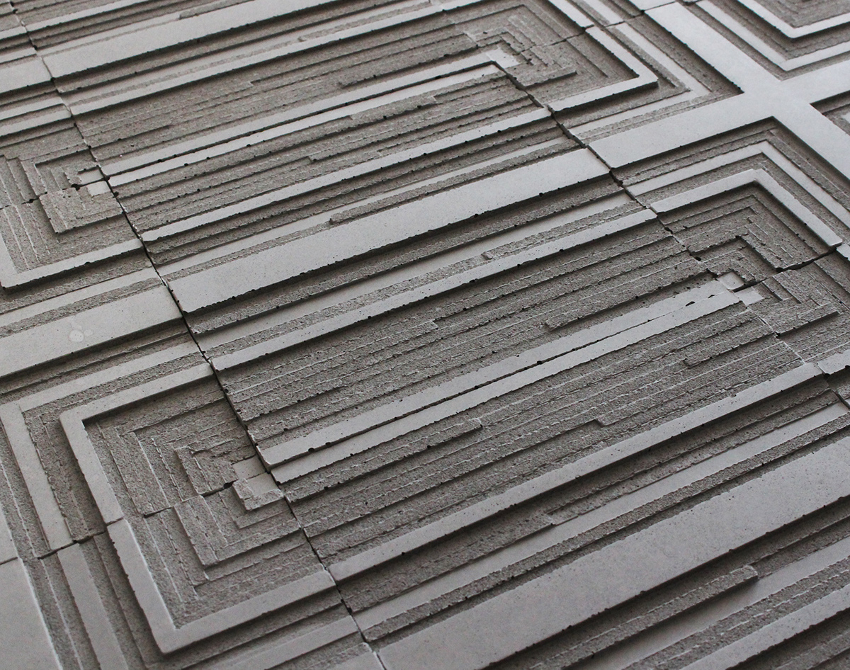concrete architectural artistic relief tile tiles pattern geometric carving bathroom kitchen backsplash ceramic mosaic Mural