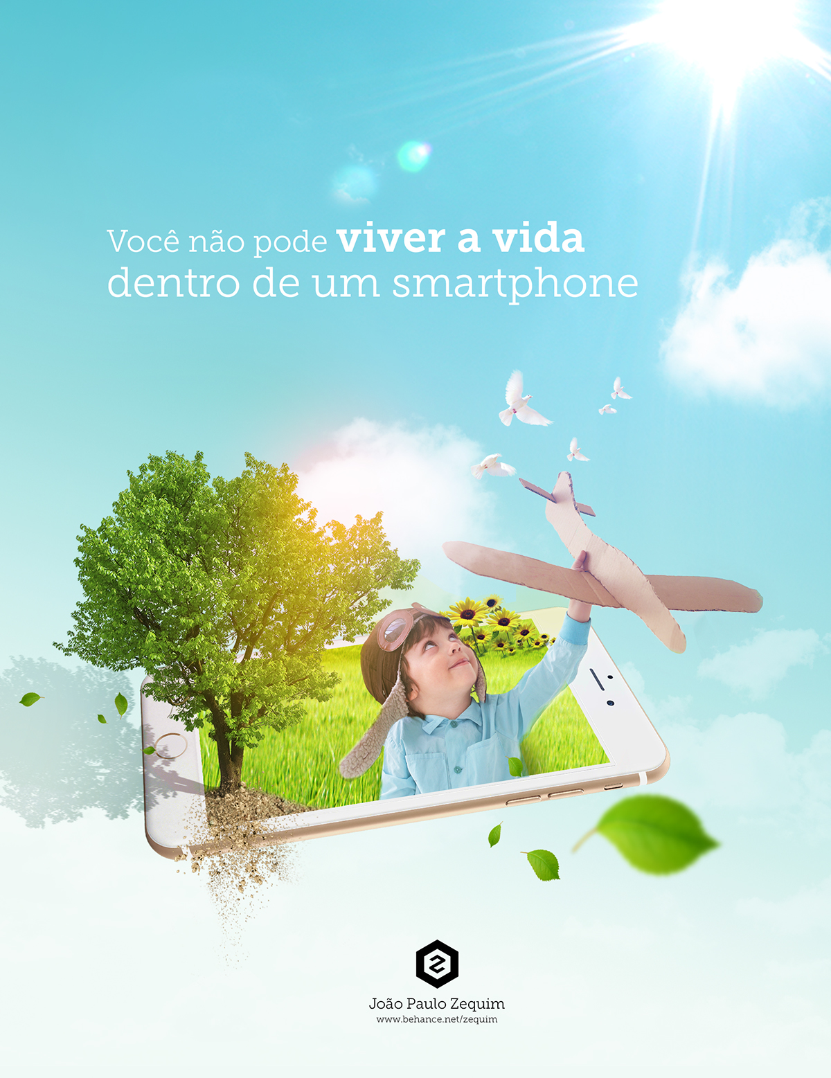 criança AR livre SKY nuvens folha viver Vida Árvore smartphone
