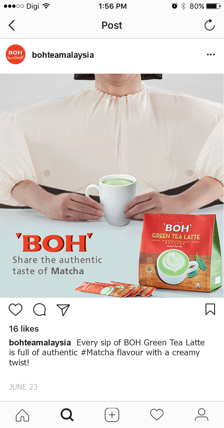 Boh green tea latte