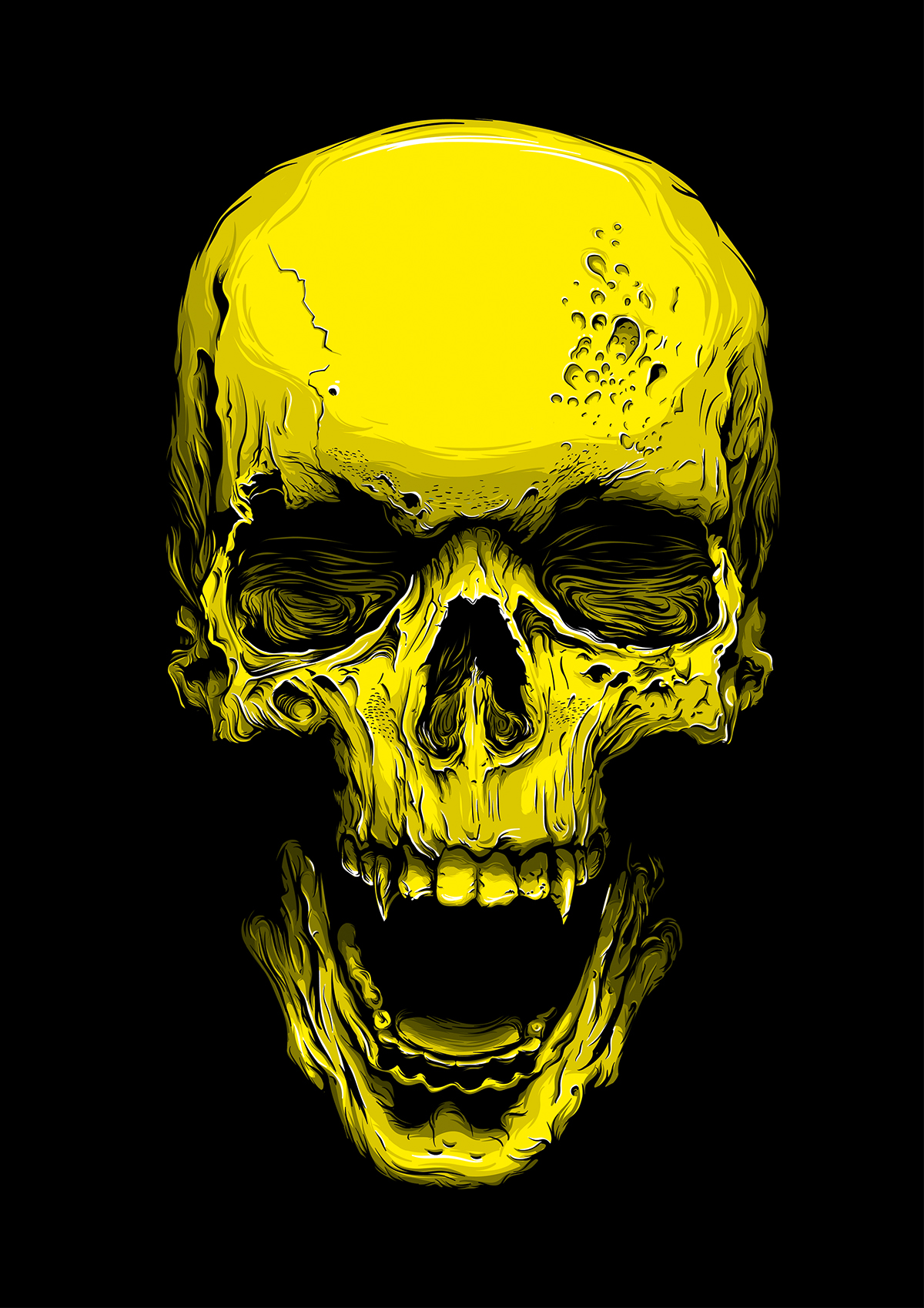 skull vector colour variation graphic gif dark horror detail wacom Illustrator bright vibrant head anatomical