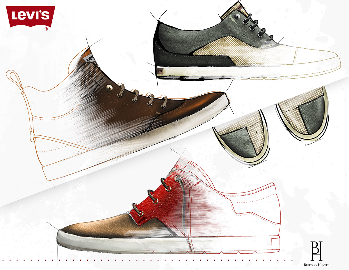 levi's Sneaker Design mens shoes hand illustration shoe design line-building