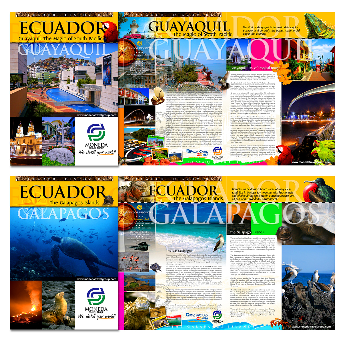Barochure folleto publicidad Ecuador miami Galapagos material POP logo Travel