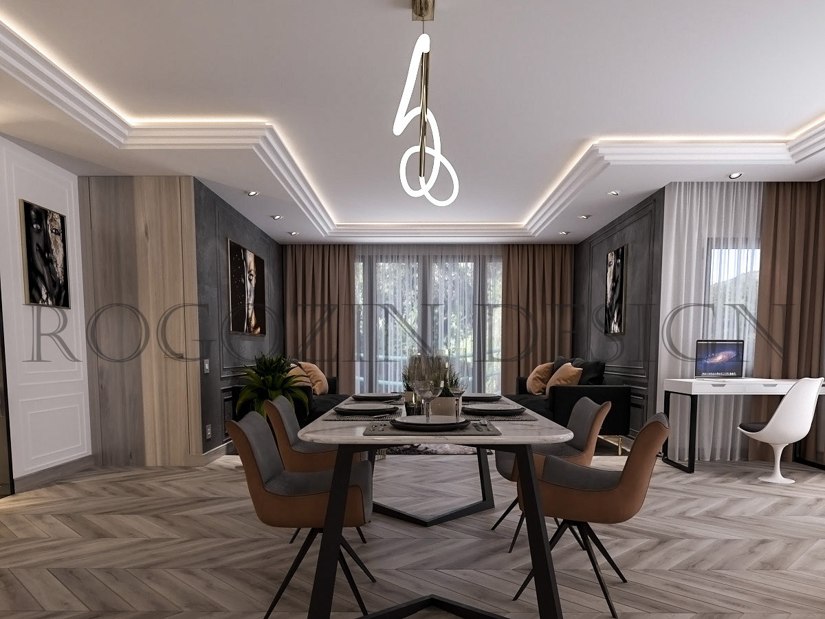 3ds max apartment corona design interior design  kitchen living room modern Render visualization
