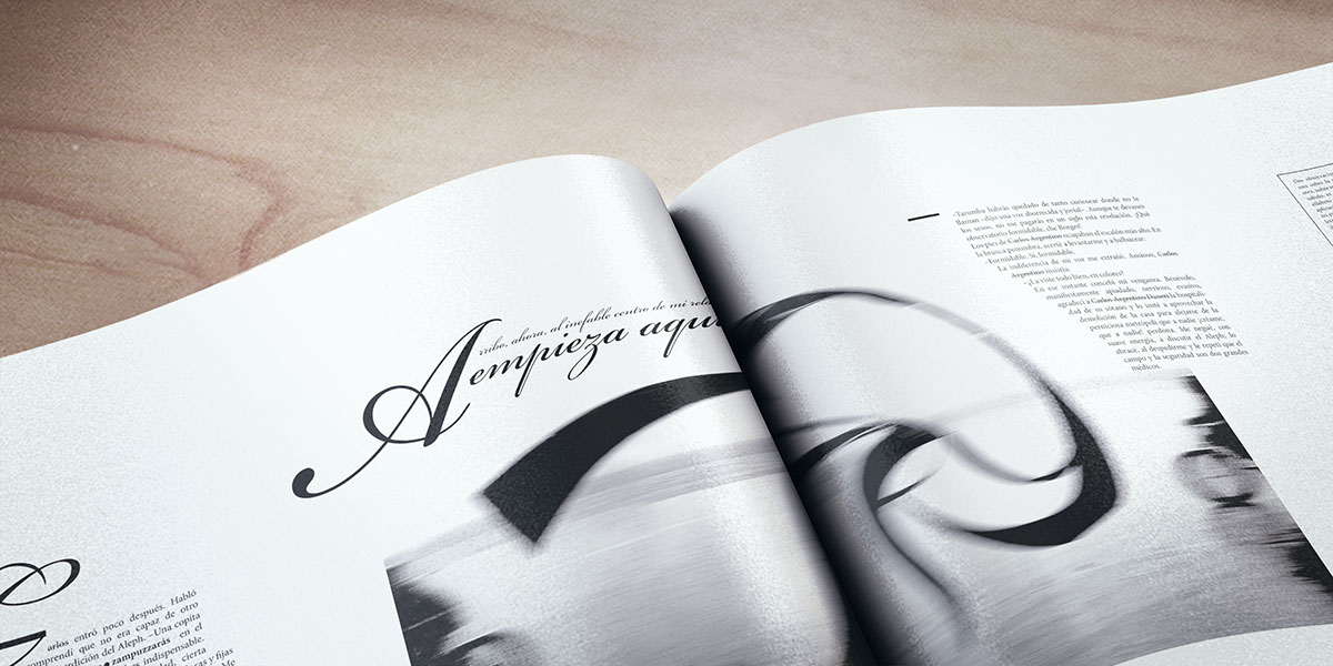 aleph Borges tipografia type Tipos cuento book story Espacio Virgen