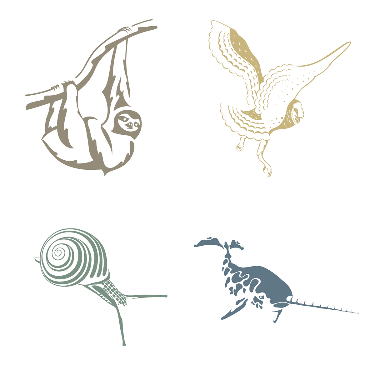 Icon icons symbol symbols sloth owl barn owl snail narwhal animal animals icongraphy creature creatures