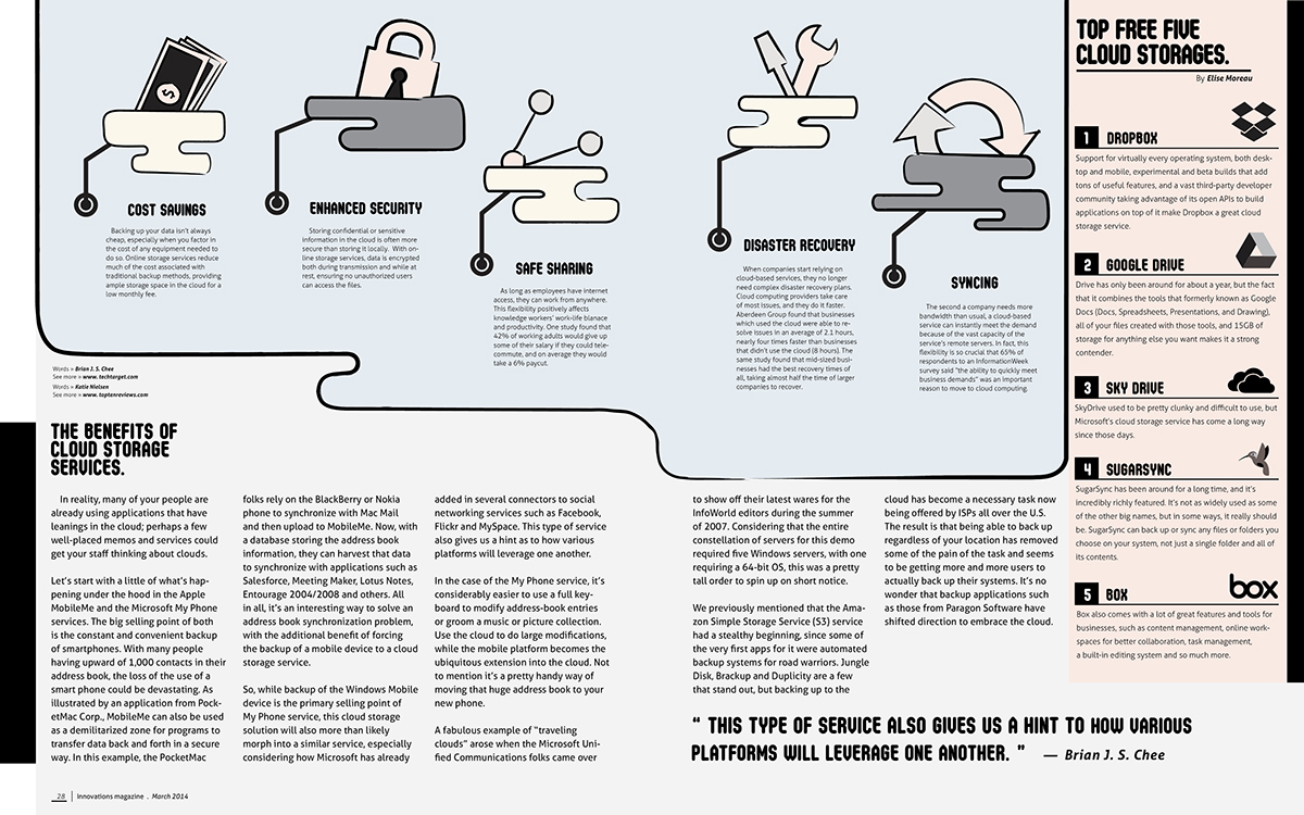 prints design magazine publication Layout spread type dog cartoon mac apple cloud book mag page