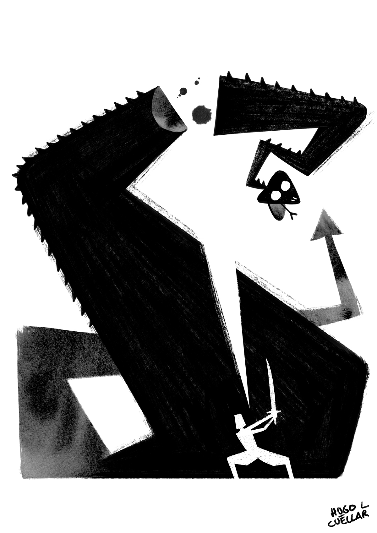 ILLUSTRATION  Hugo Cuellar Drawing  black and white inktober Character design 