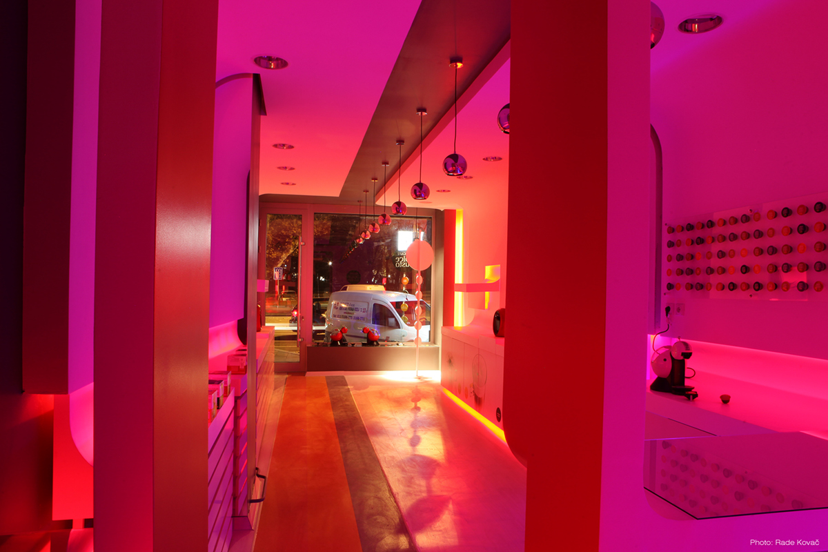 nescafe shop belgrade official Interior led White Dolce Gusto RGB small interior