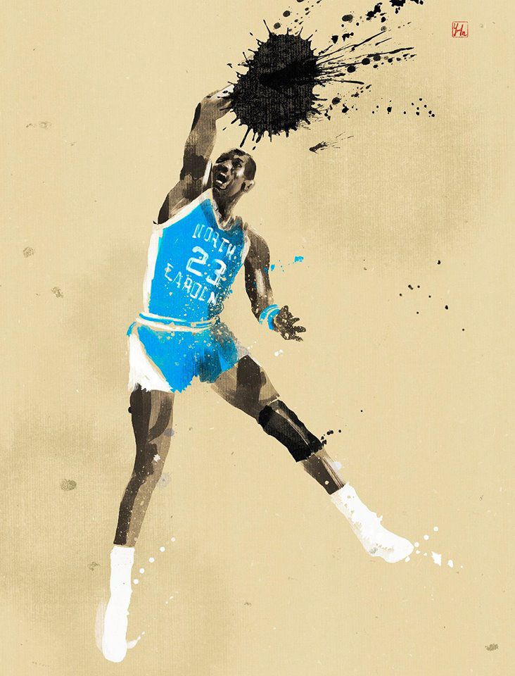 Michael Jordan MAGIC JOHNSON Illustrator portrait basketball creative design NBA