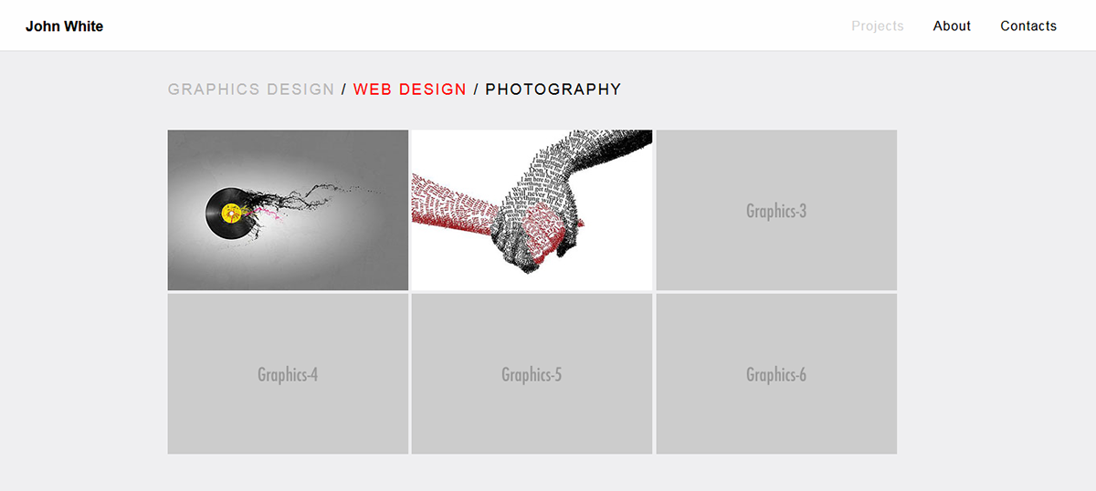 UI UX design balsamiq inVISION HTML CSS jquery lightbox Responsive portfolio interactive Web Design 